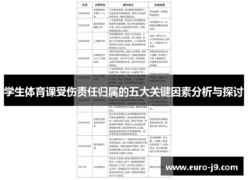 学生体育课受伤责任归属的五大关键因素分析与探讨